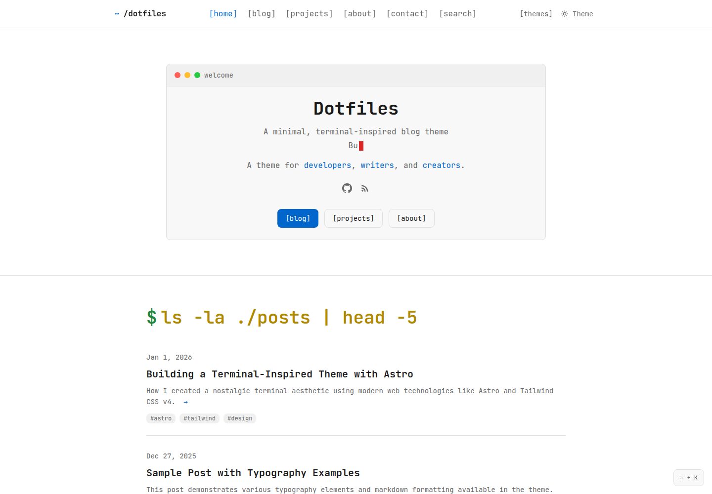 dotfiles-astro-theme 网站模板截图