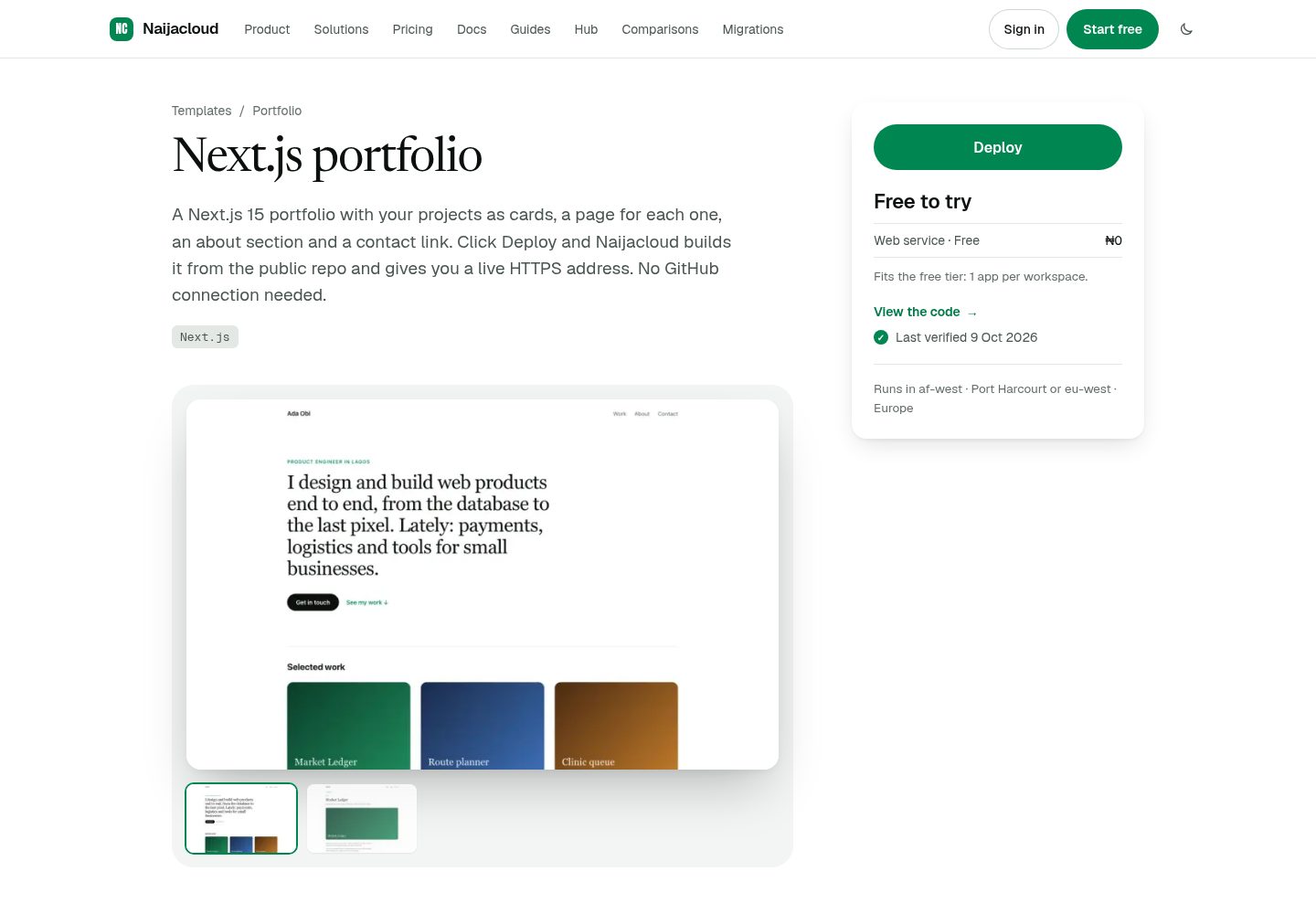template-nextjs-portfolio 网站模板截图