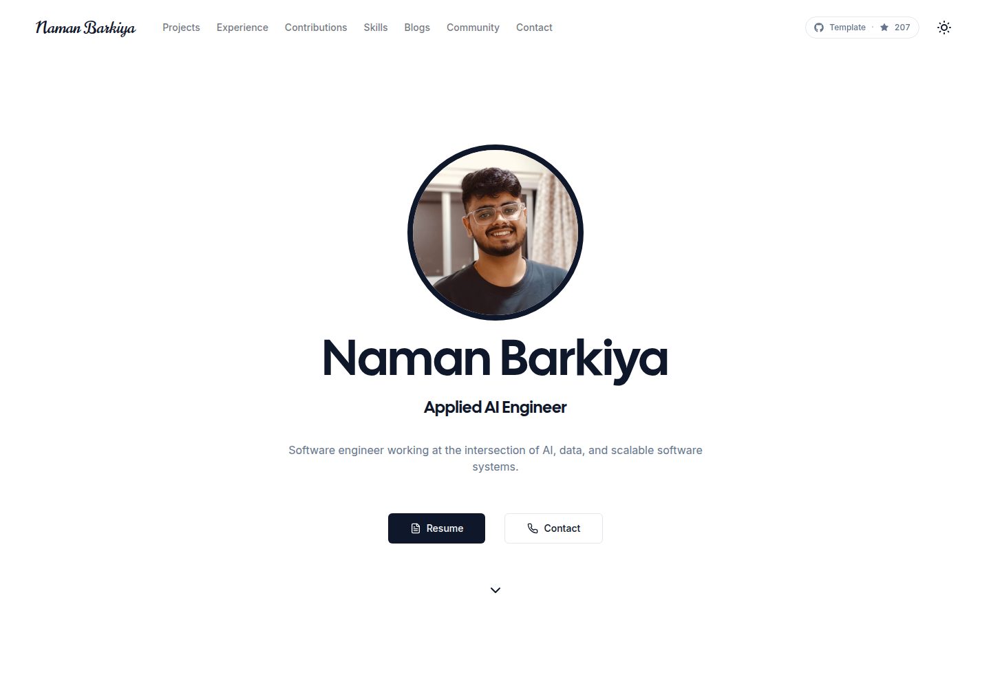 minimal-next-portfolio 网站模板截图