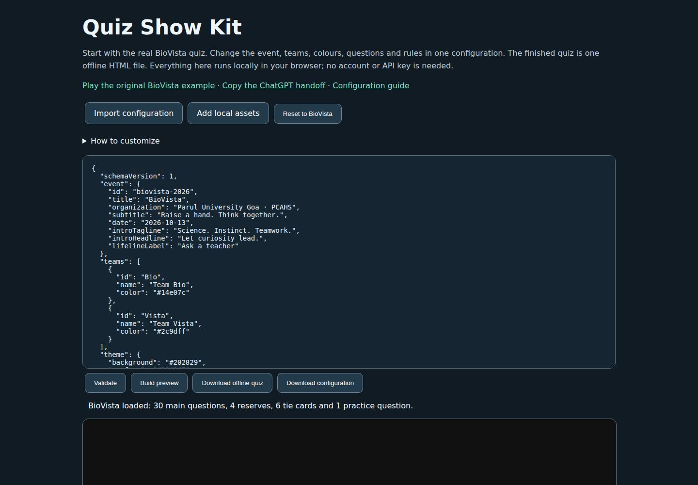 quiz-show-kit · Desktop homepage