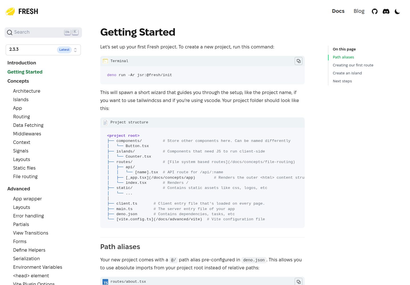 Deno-Fresh · Desktop homepage