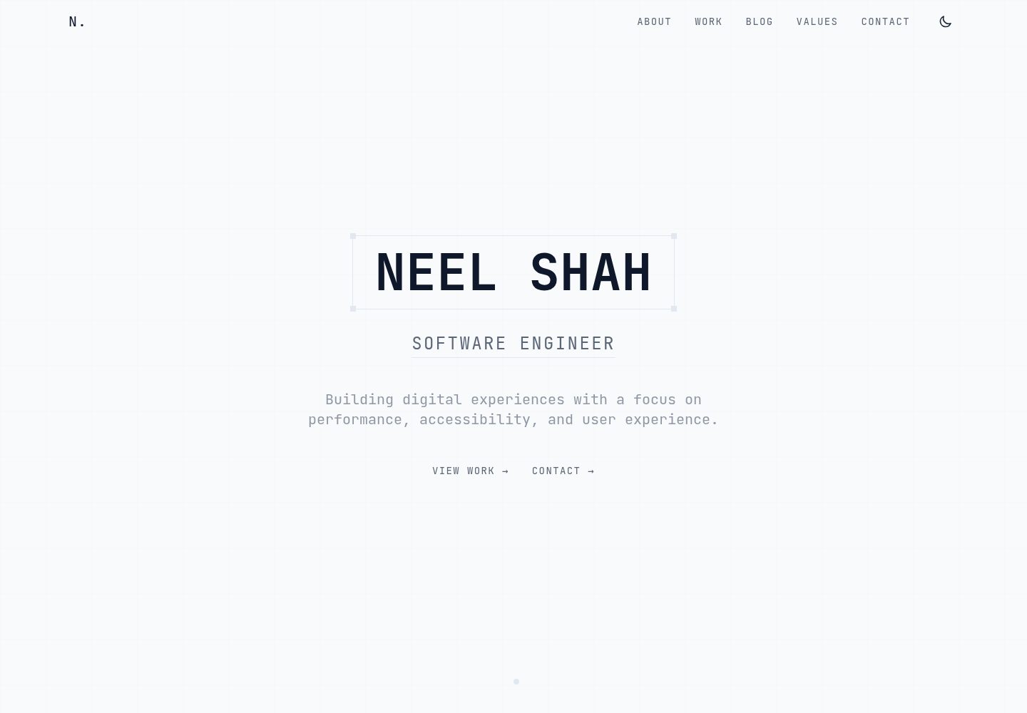 devfolio-vite · Desktop homepage
