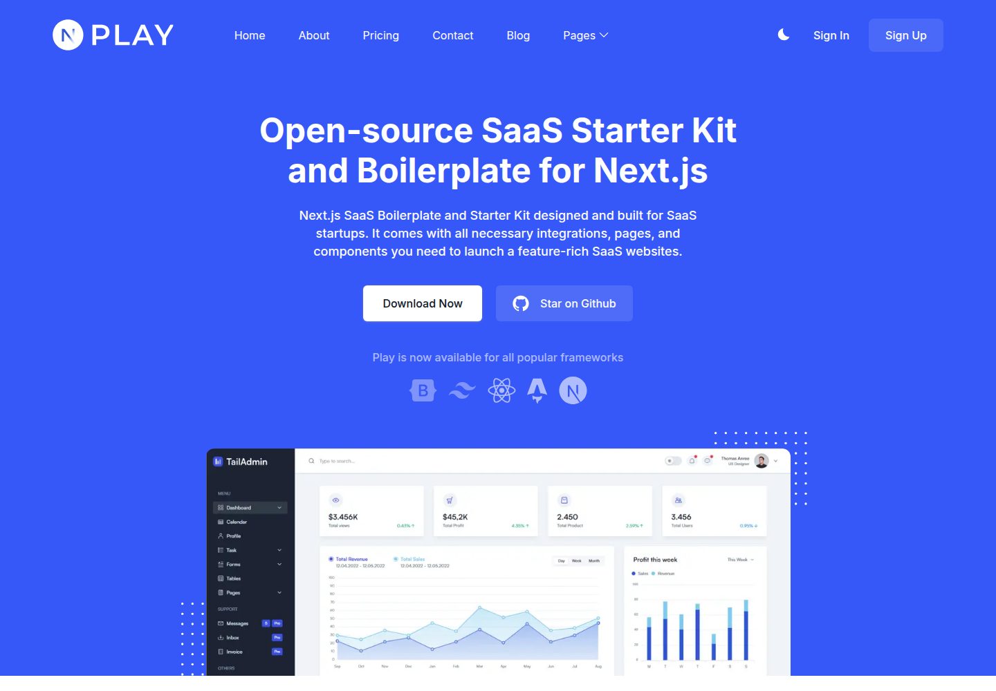 play-nextjs 网站模板截图