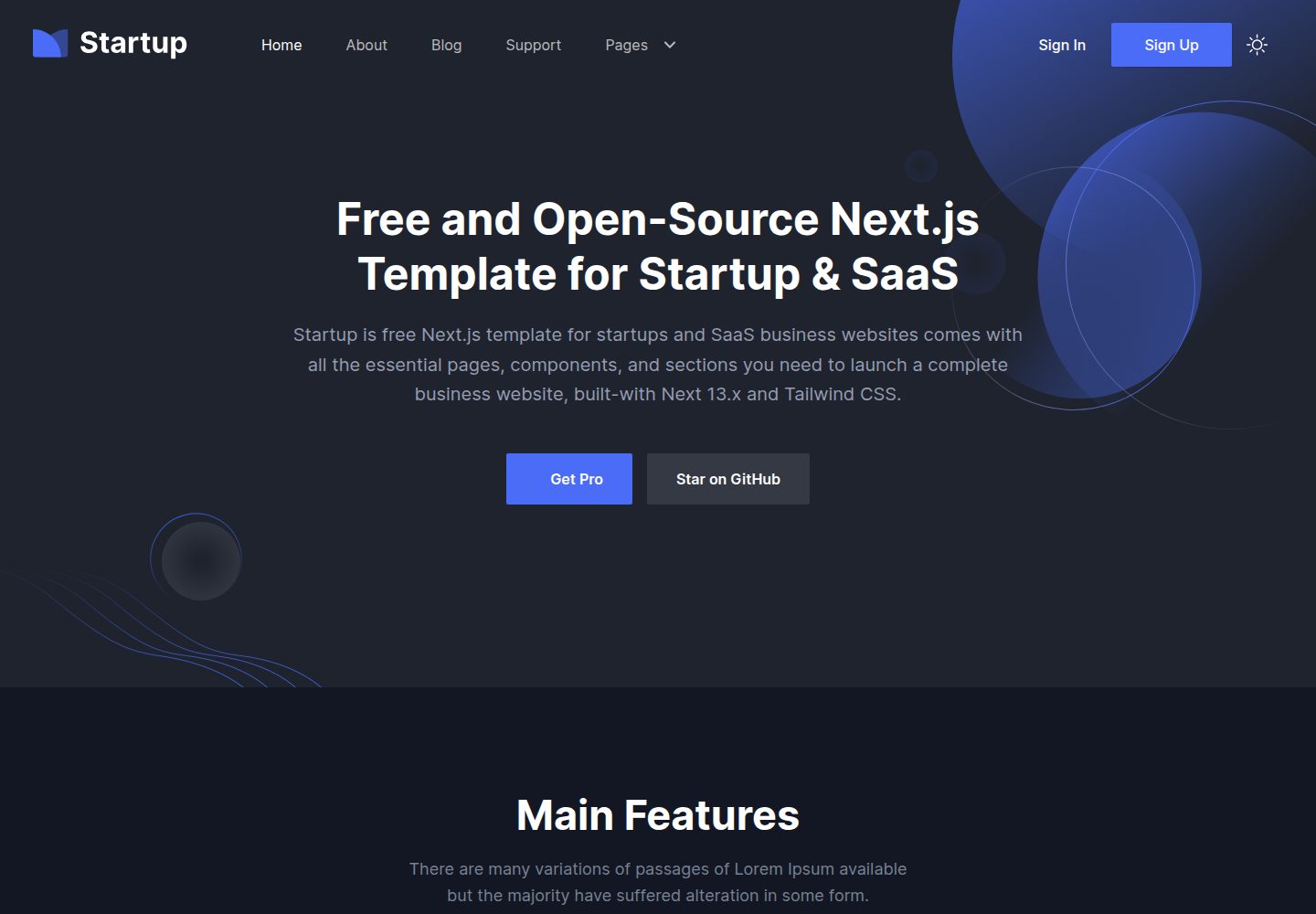 startup-nextjs 网站模板截图
