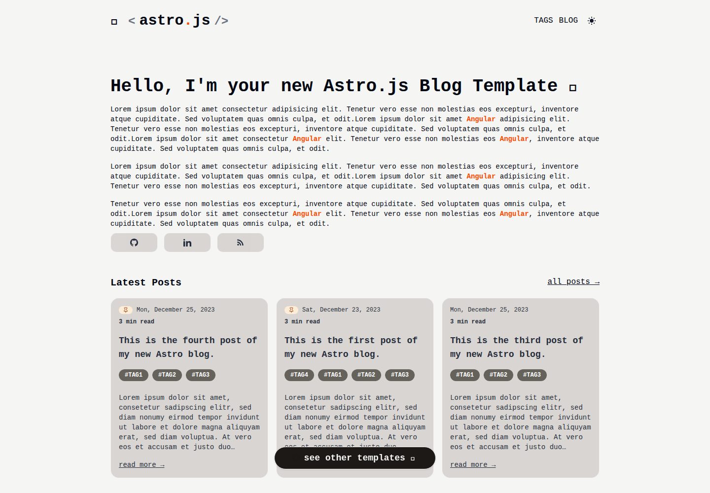 astro-tech-blog 网站模板截图