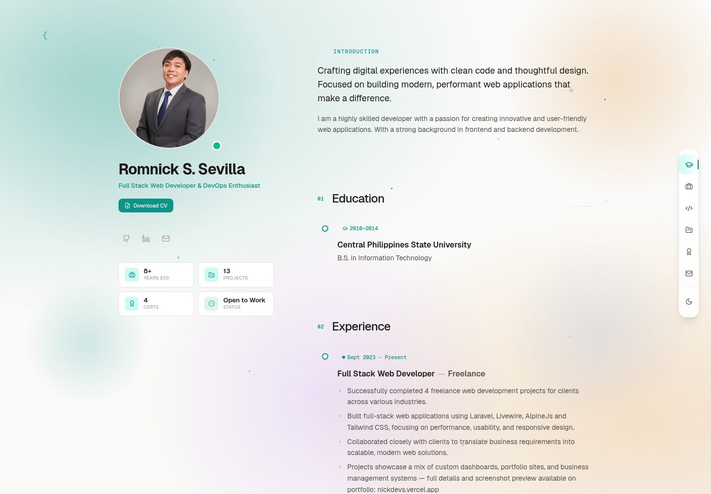 portfolio-v4.1 · 桌面端首页