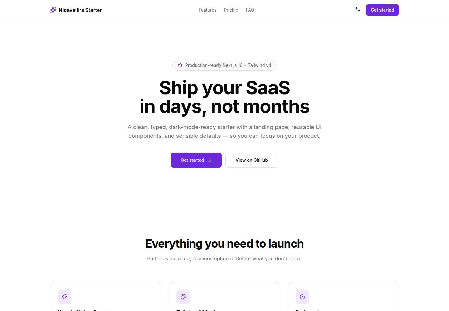 nextjs-saas-starter 网站模板截图