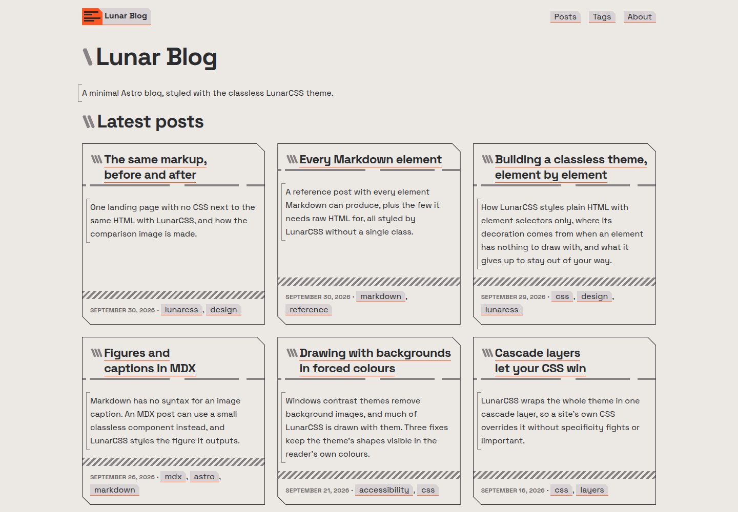 lunar-blog 网站模板截图