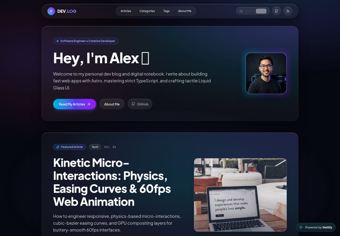 devlog-astro-template 网站模板截图