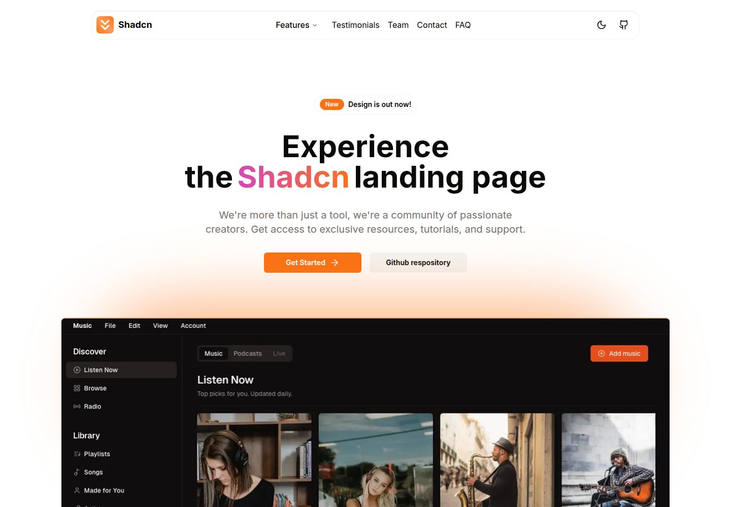 shadcn-landing-page 网站模板截图