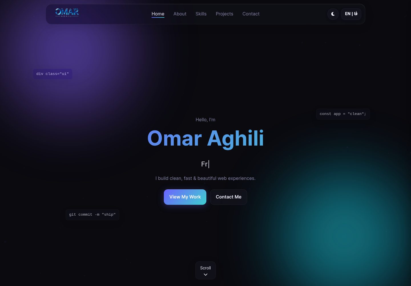 omar-aghili-portfolio 网站模板截图