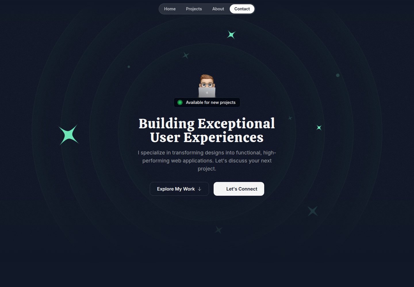 dark-portfolio · Desktop homepage