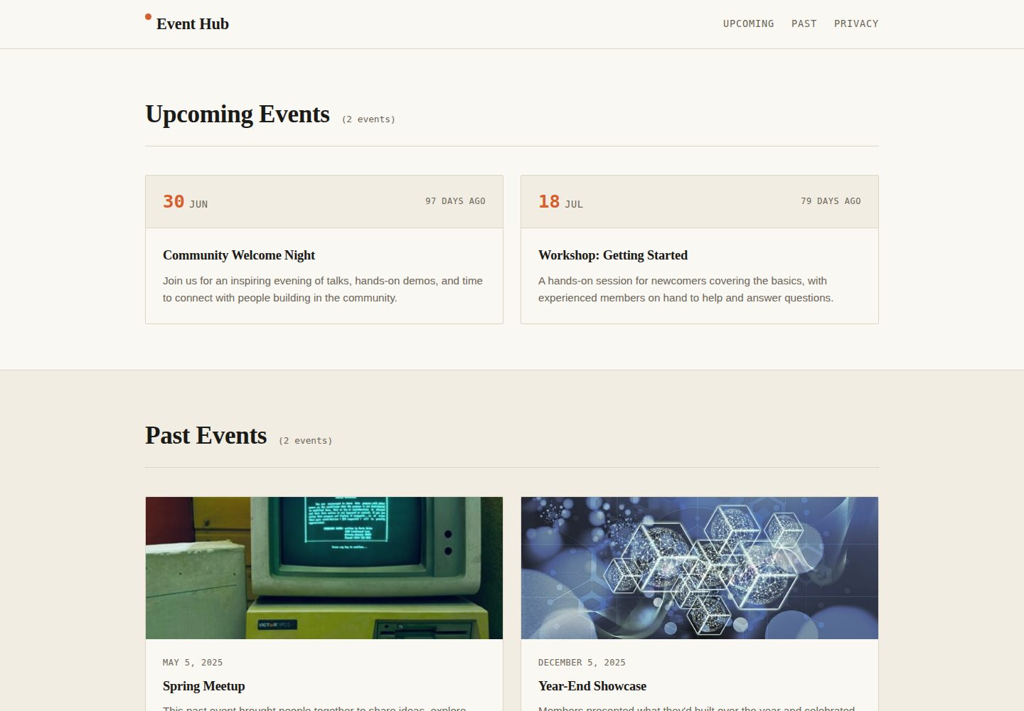 event-hub 网站模板截图