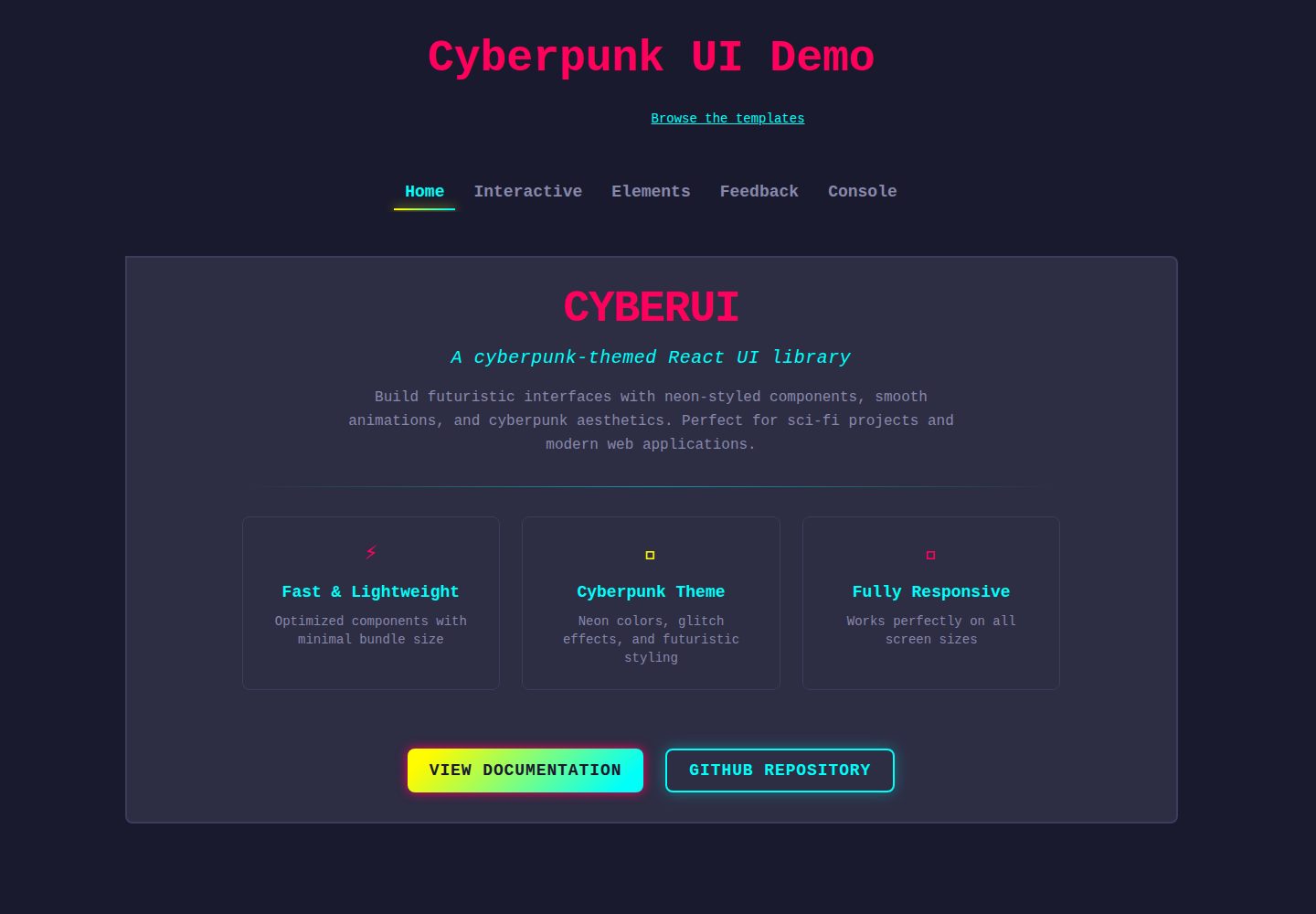 CyberUI · 桌面端首页