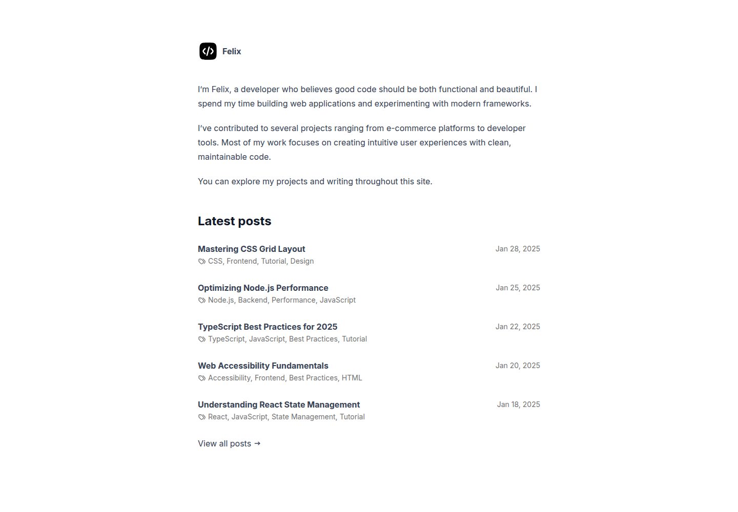 nextra-blog-starter · Desktop homepage