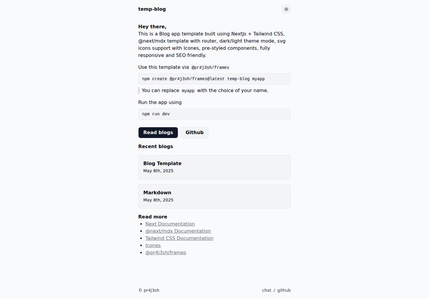 temp-blog · Desktop homepage