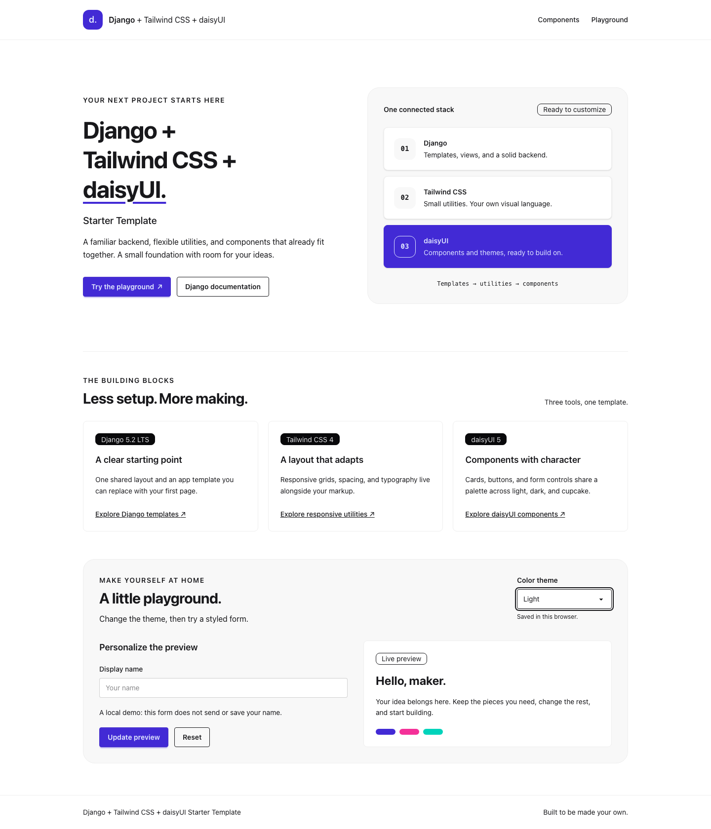 django-tailwind-daisyui-template 网站模板截图