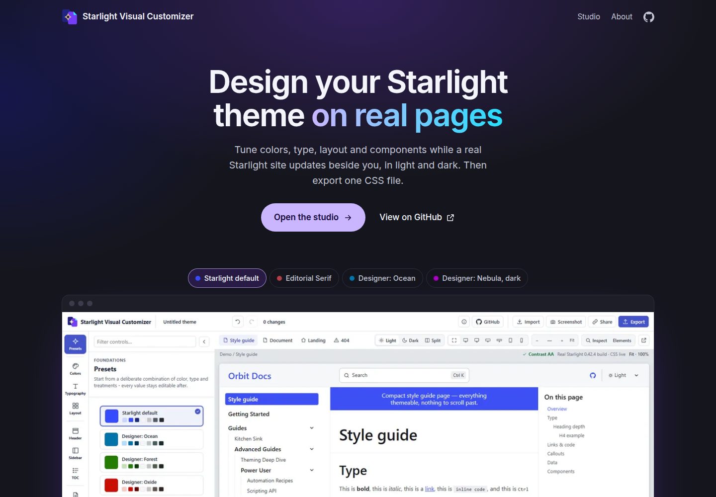 starlight-visual-customizer 网站模板截图