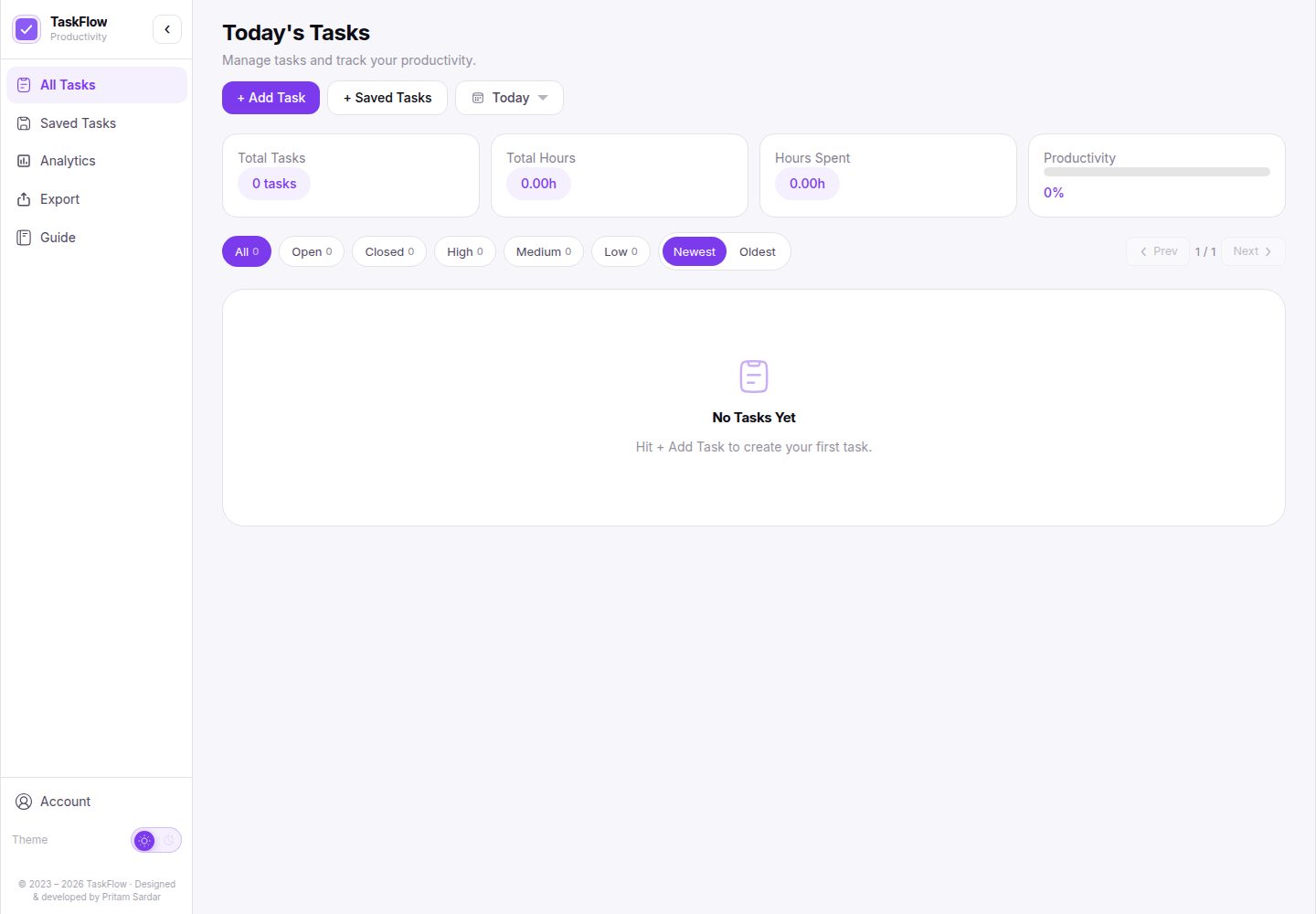 portfolio-task-manager-v1 · Desktop homepage