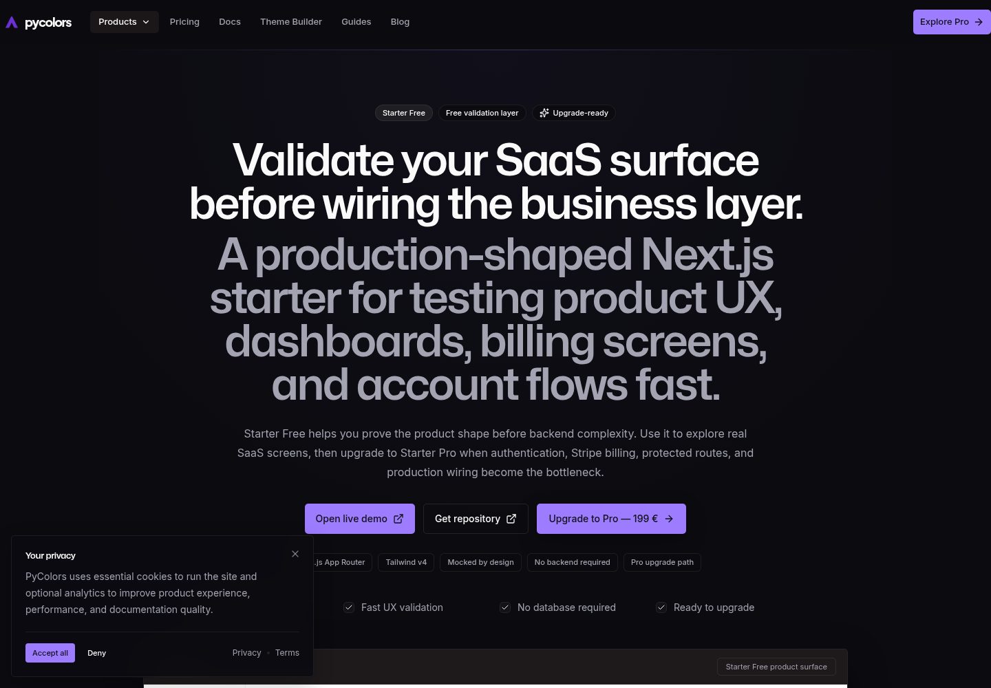 pycolors-starter-free 网站模板截图