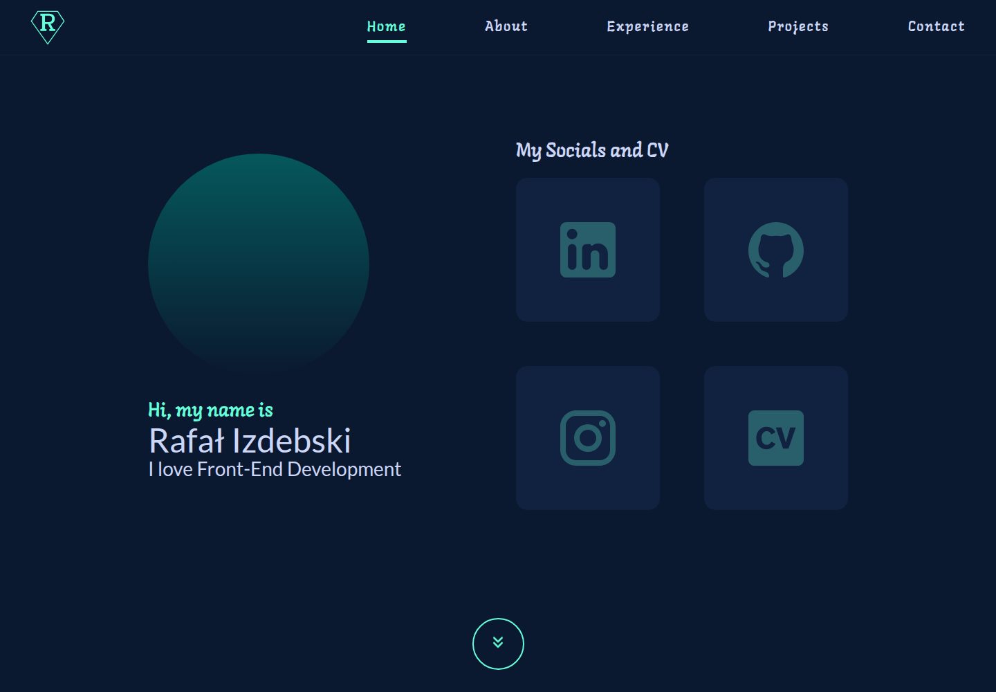 Junior-Frontend-Developer-Portfolio-Website-Nextjs-Tailwind-TypeScript · Desktop homepage