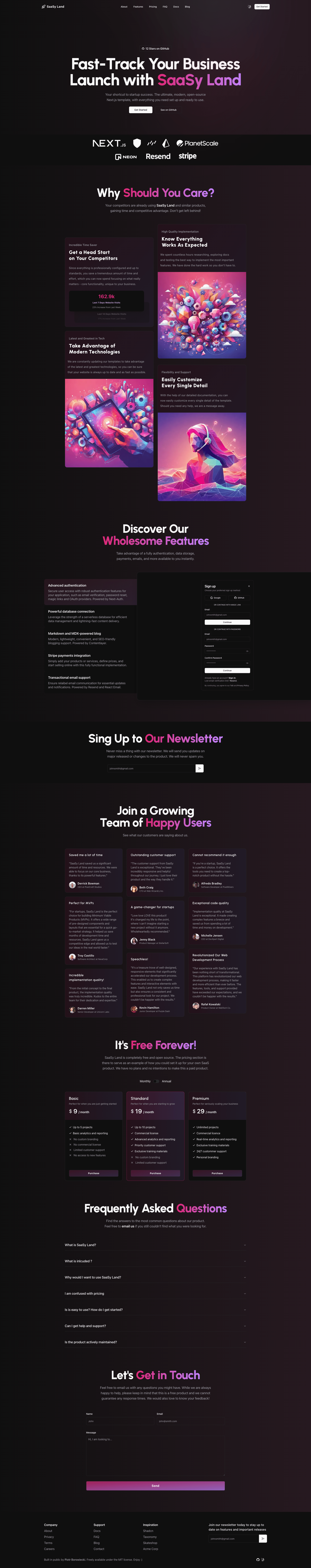 saas_land 网站模板截图