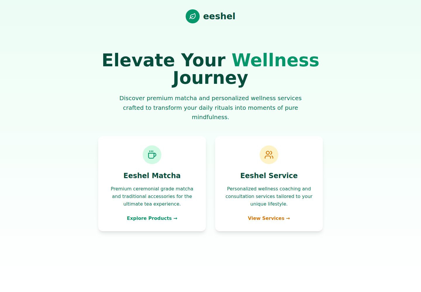 eeshel-premium · Desktop homepage