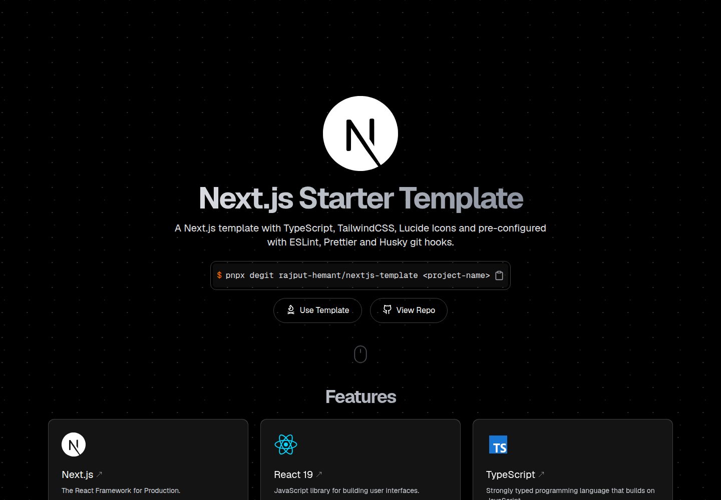 nextjs-template 网站模板截图