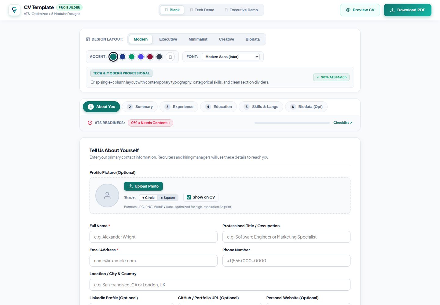 cv-template 网站模板截图