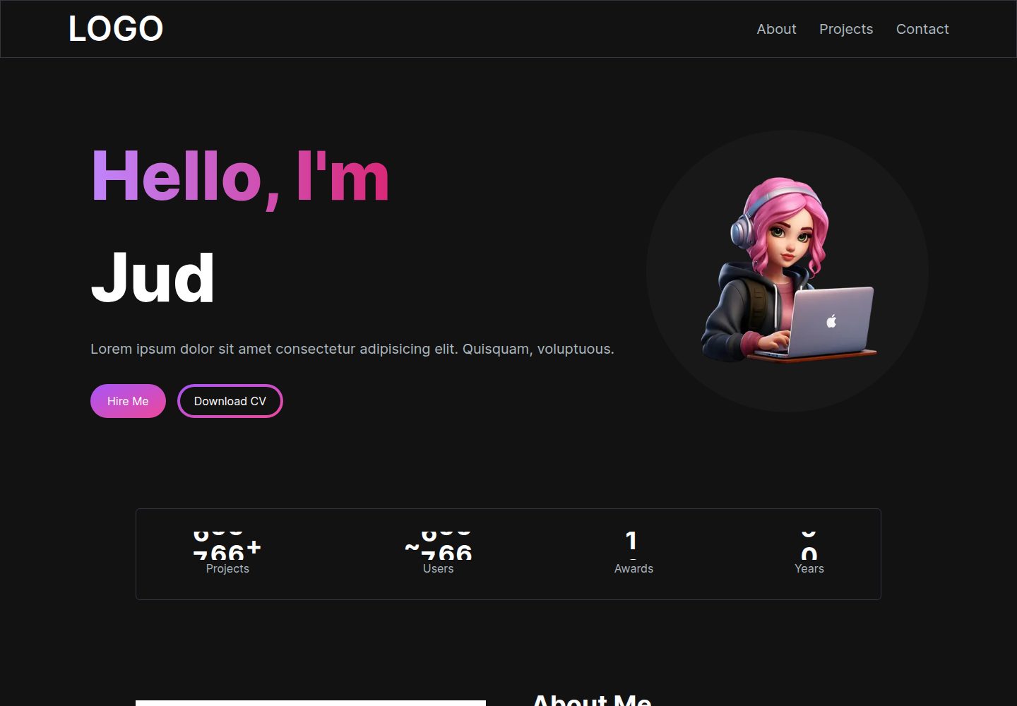 Nextjs_portfolio · Desktop homepage