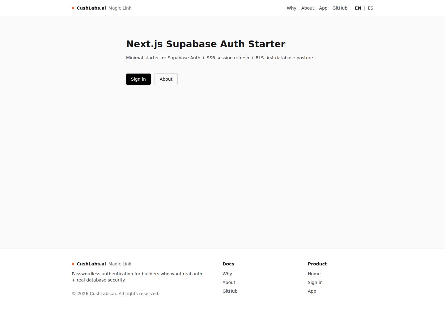 nextjs-supabase-auth-starter 网站模板截图