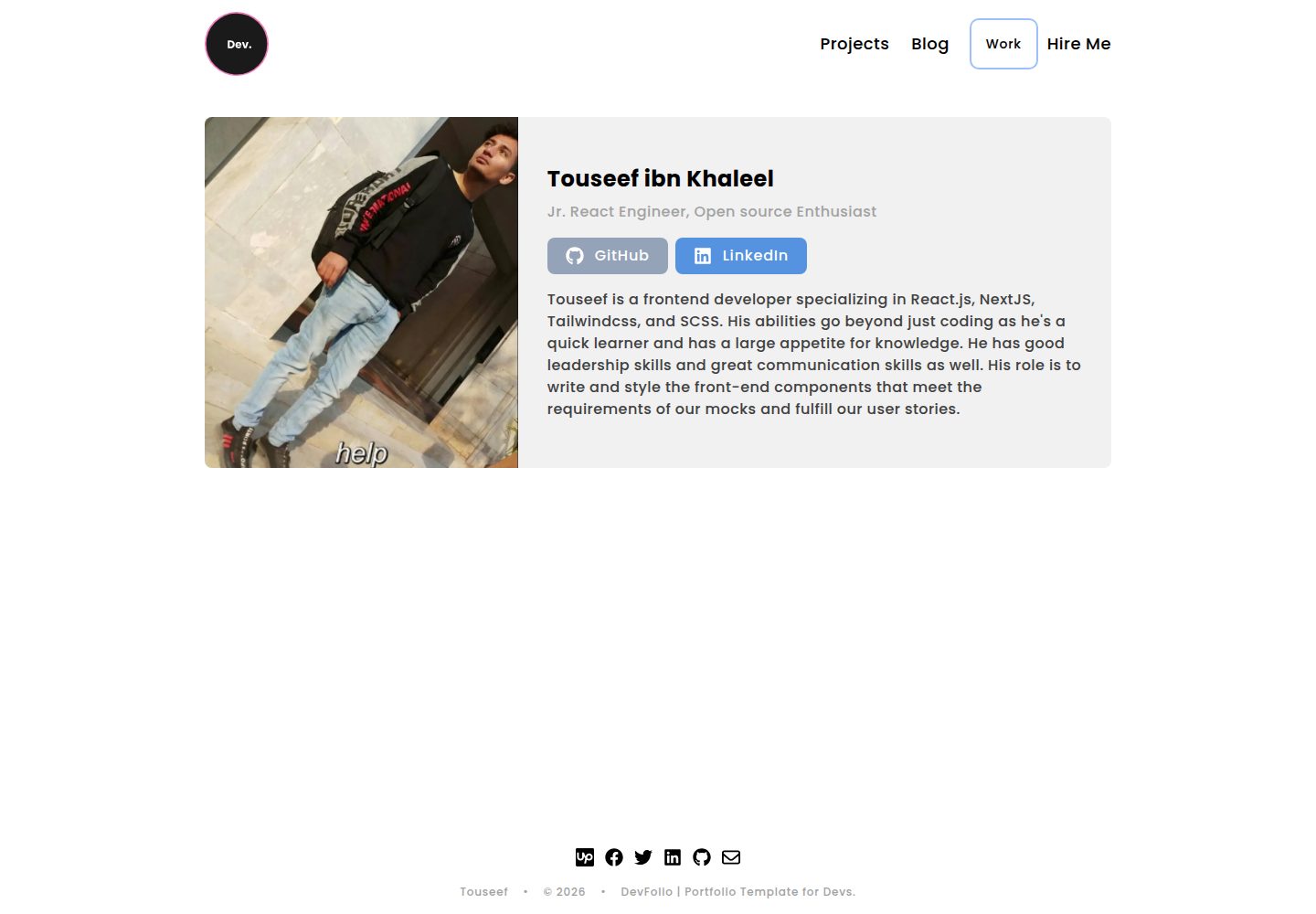 devfolio · Desktop homepage