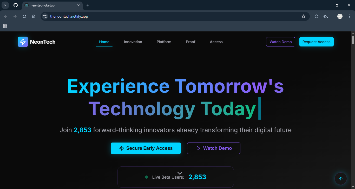 neontech-startup-landing-page 网站模板截图