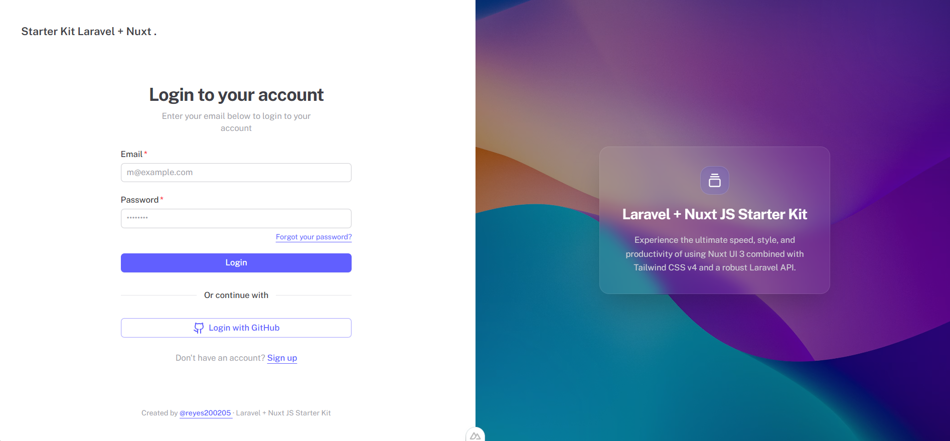 laravel-vue-starter-kit 网站模板截图