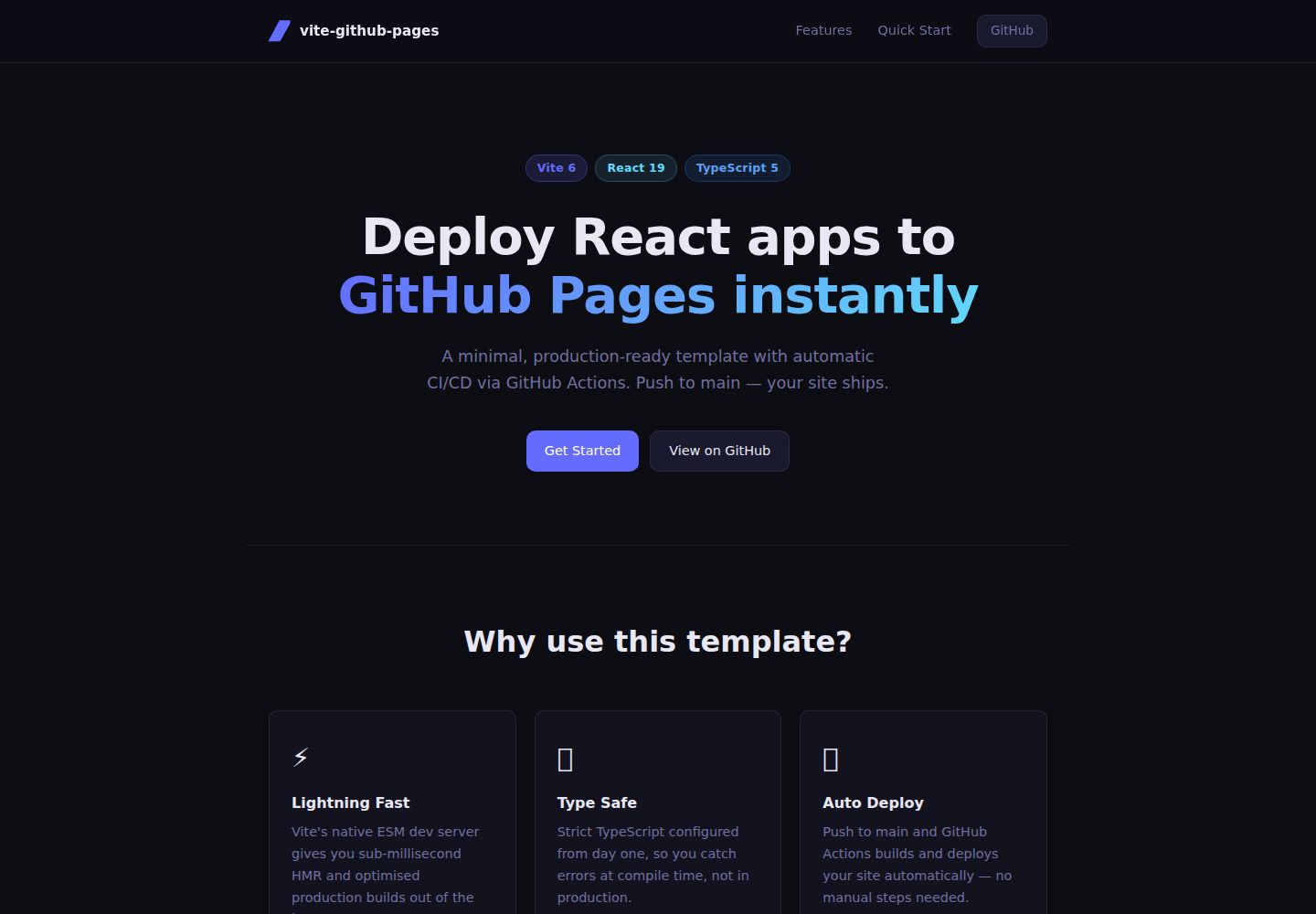 vite-github-pages-template · 桌面端首页