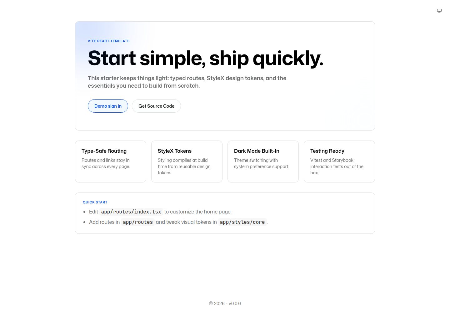 vite-react-template 网站模板截图