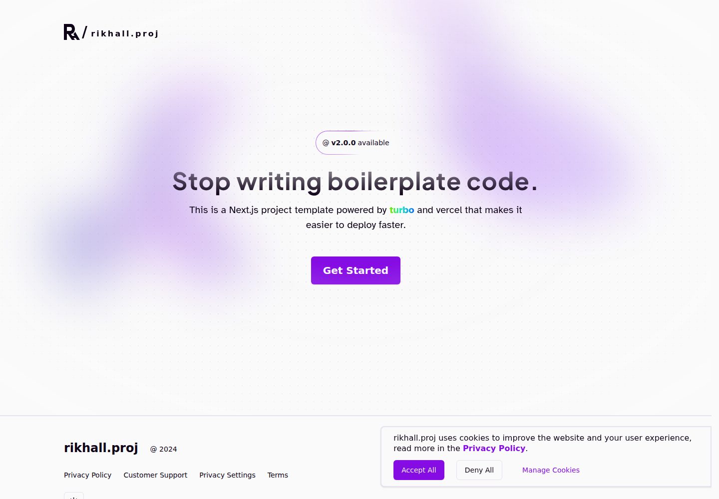 nextjs-project-template · Desktop homepage