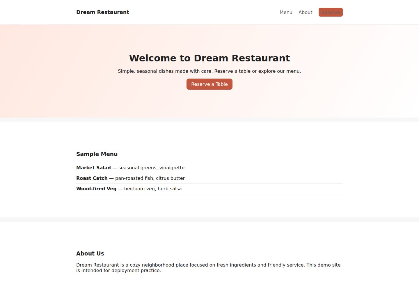 dream-restaurant-website · 桌面端首页