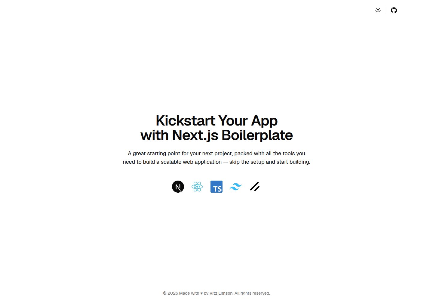 nextjs-boilerplate · Desktop homepage