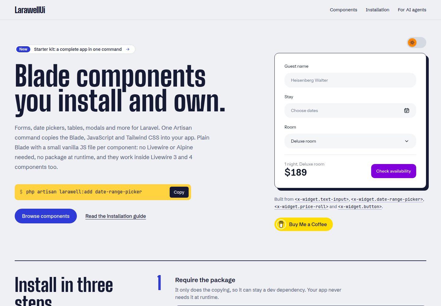 larawellui-starter-kit 网站模板截图