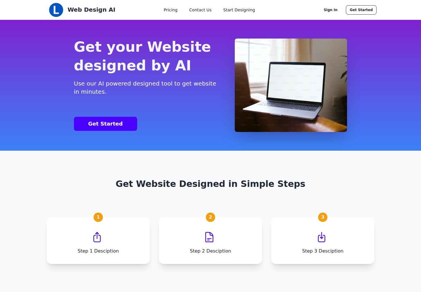 landing-nextjs-ts-template · 桌面端首页