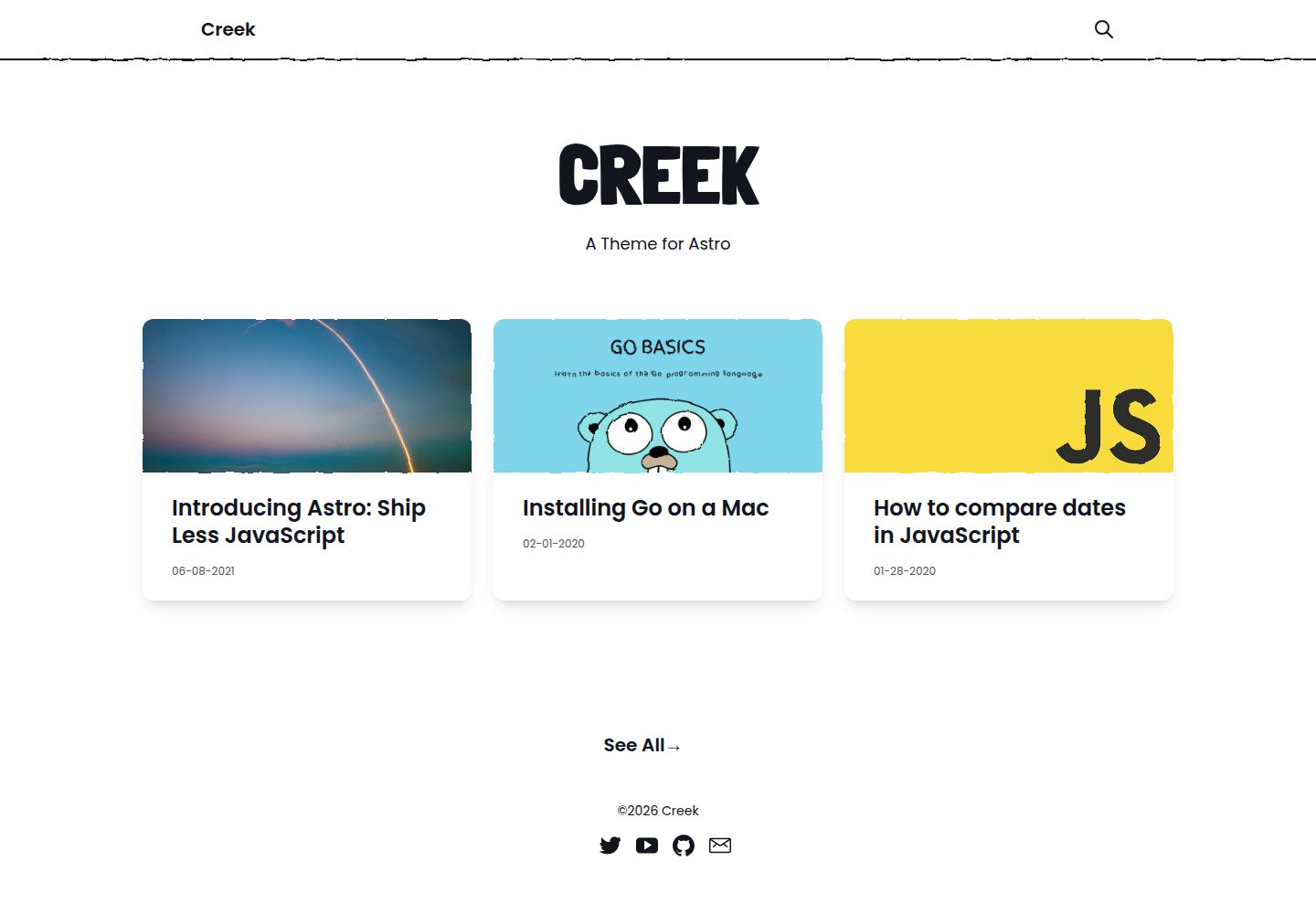 Astro-Theme-Creek 网站模板截图