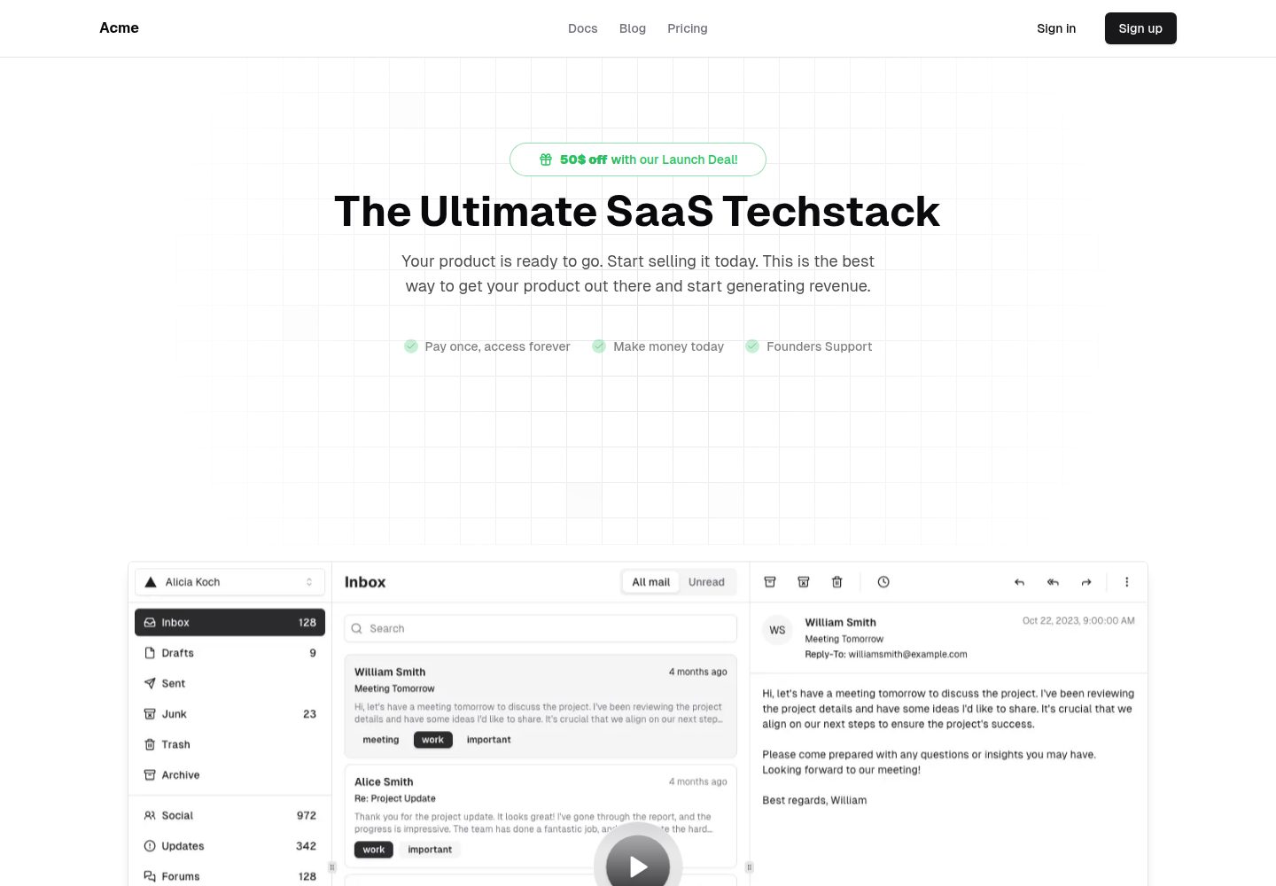 saas-boilerplate 网站模板截图