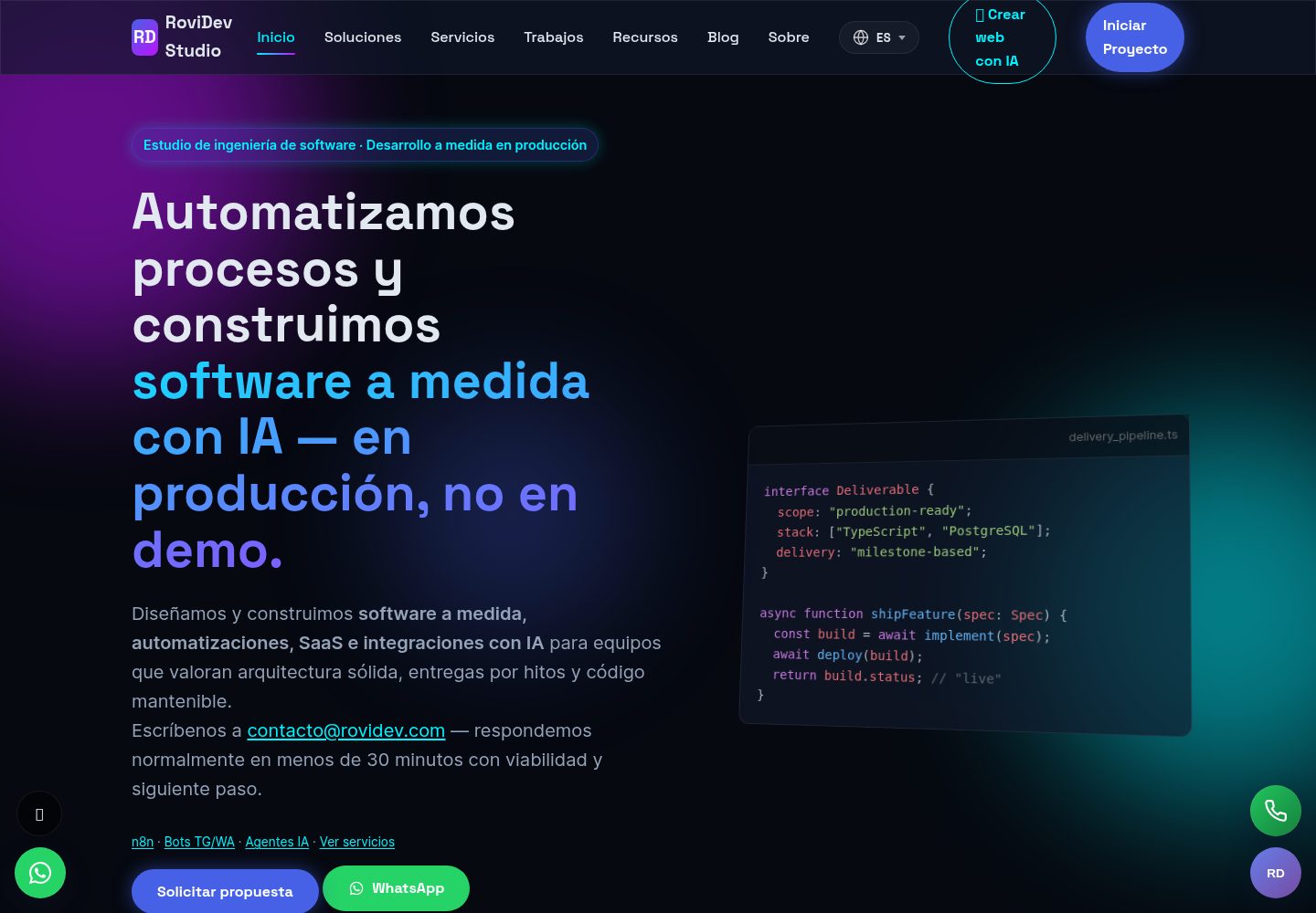 rovidev-saas-starter 网站模板截图