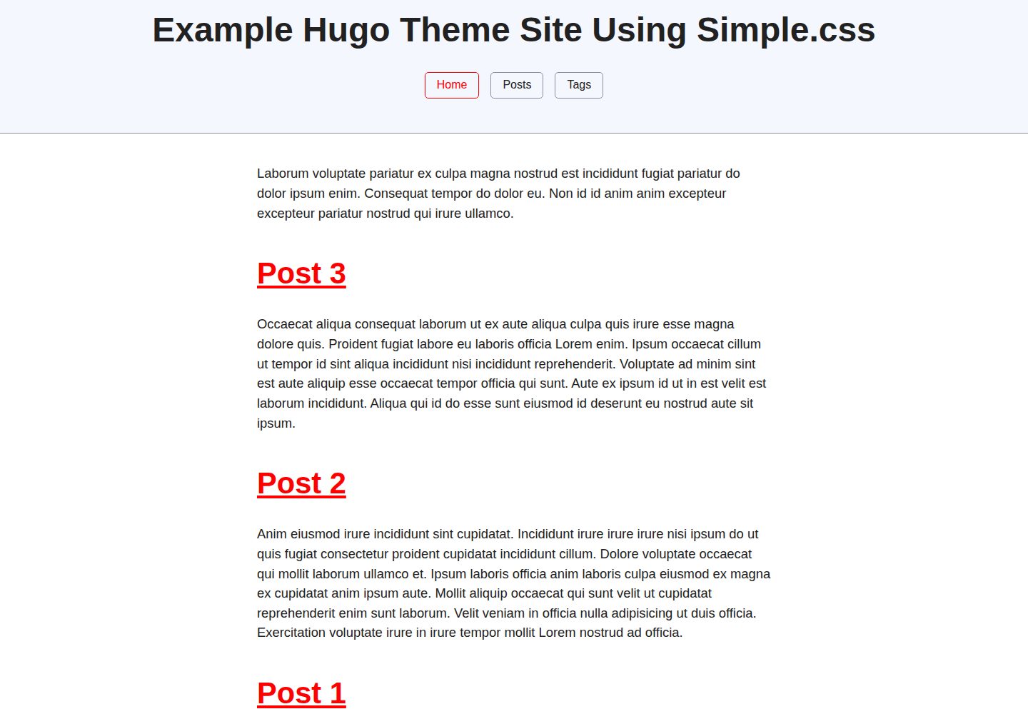 hugo-simplecss · 桌面端首页