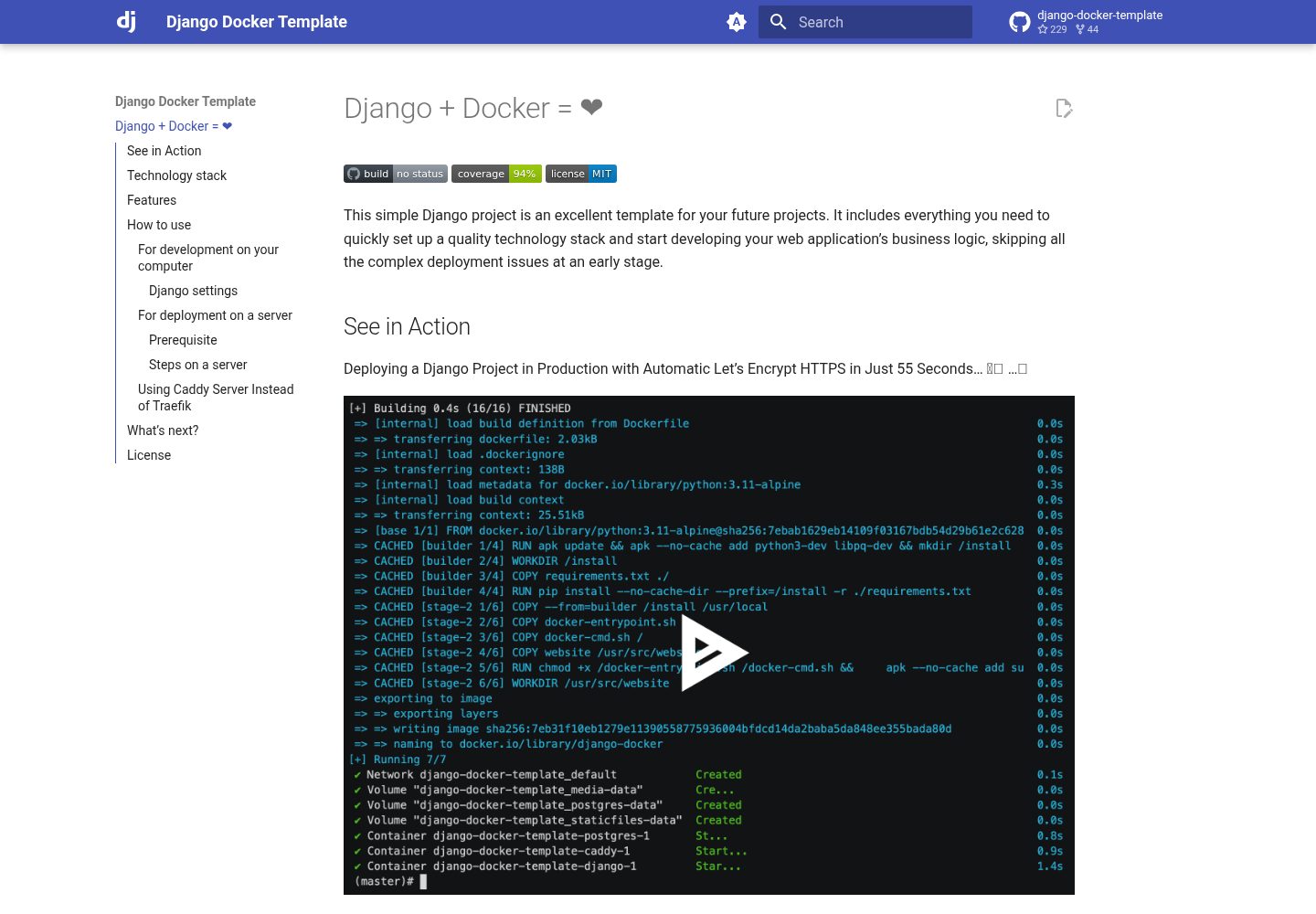 django-docker-template-with-newrelic · Desktop homepage