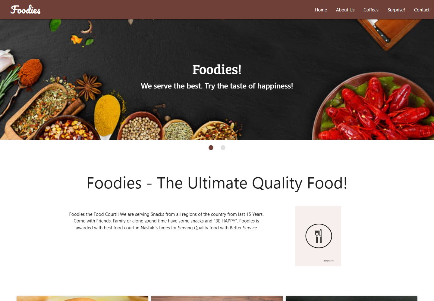 Foodies · Desktop homepage