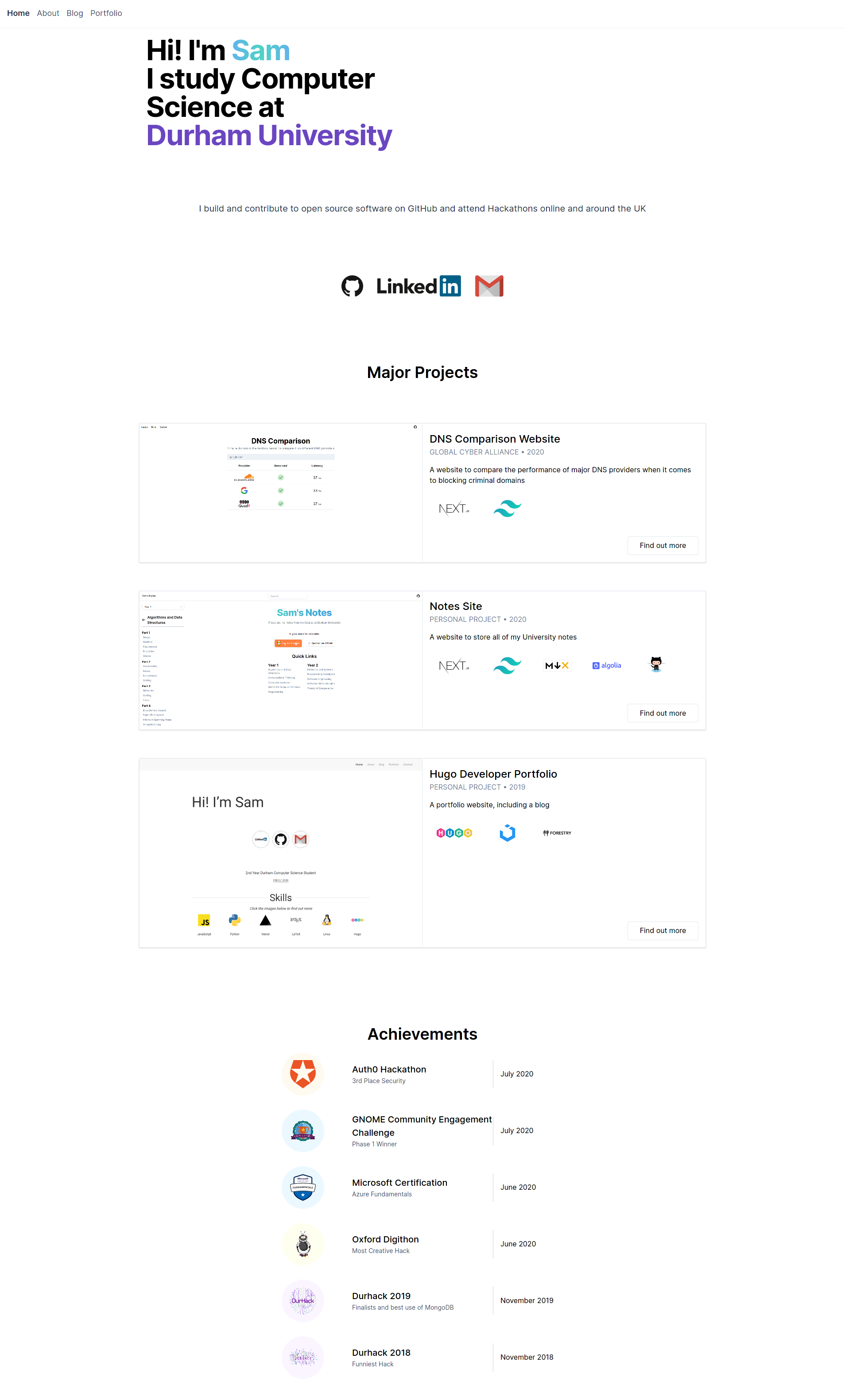 tailwind-developer-website 网站模板截图