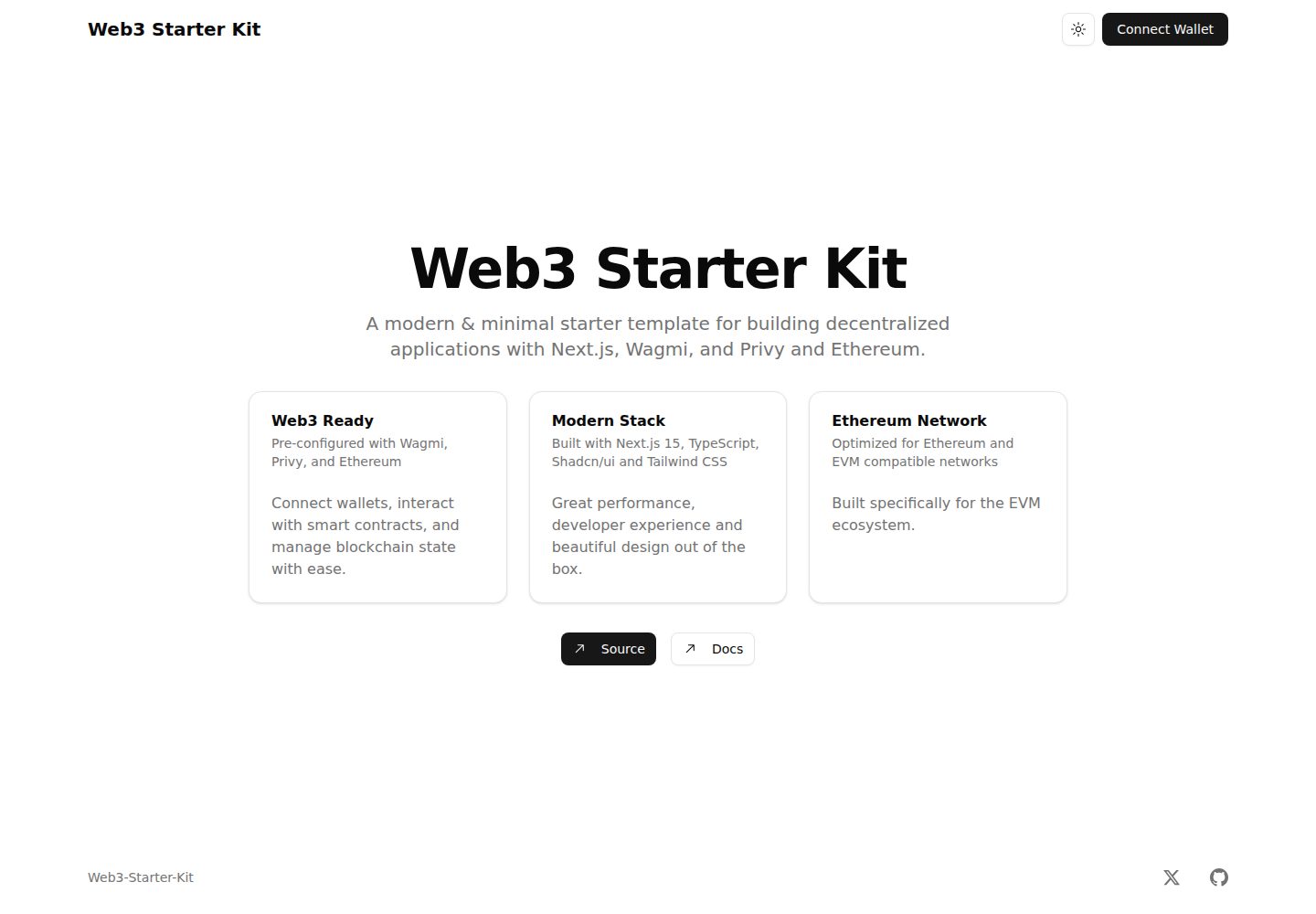 web3-app-template · Desktop homepage