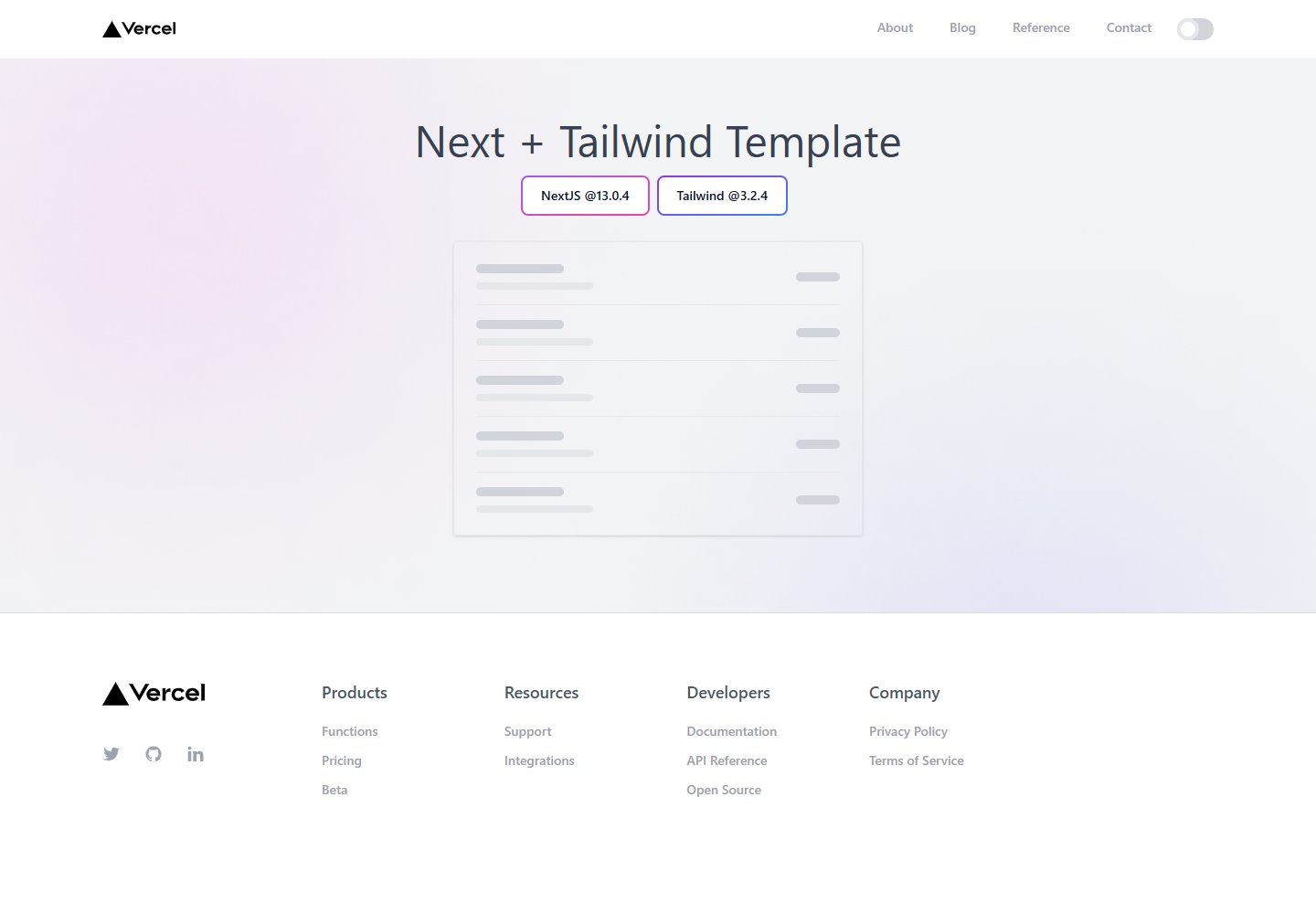 next-tailwind-template · Desktop homepage